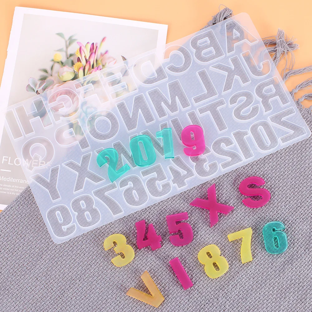 2021 New Alphabet Resin Silicone Molds Backward LET'S RESIN Letter Number Silicone Molds accessories m099