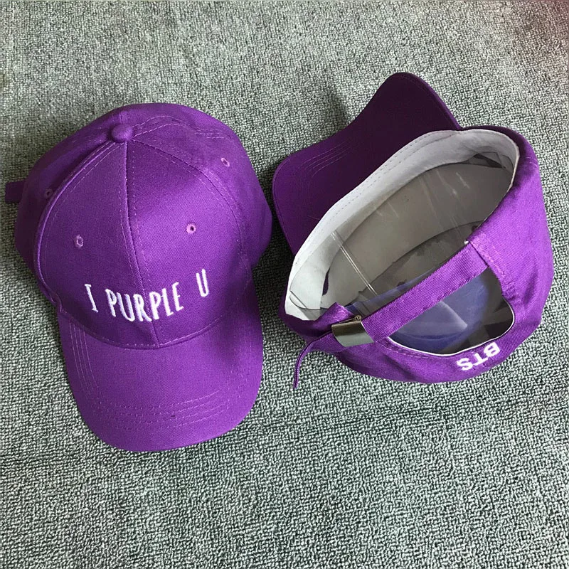 Wholesale Kpop V Baseball Cap Snapback unisex adjustable style golf cap Hats I PURPLE U Embroidery bone hiphop cap for men women