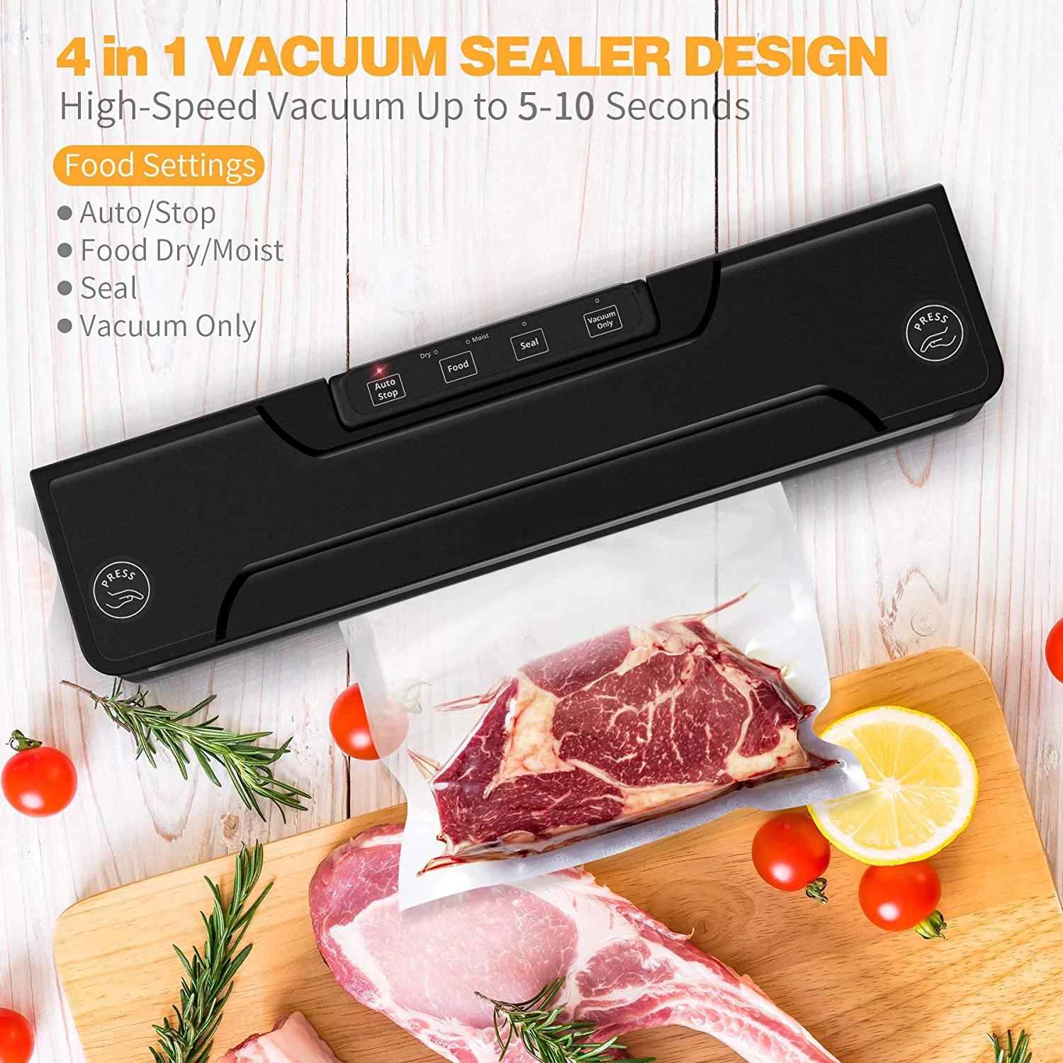 MAXFUTURE Desktop Food Sealer  Automatic Vacuum Sealer  Sous Vide FoodSaver Vacuum Sealer Machine Including 15 Vacuum Bags FREE