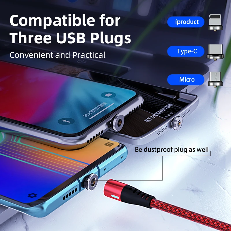 AUFU Magnetic Micro USB Type C Cable For iPhone Xiaomi Mobile Phone Fast Charging USB Cable Magnetic Charger Wire Cord Samsung