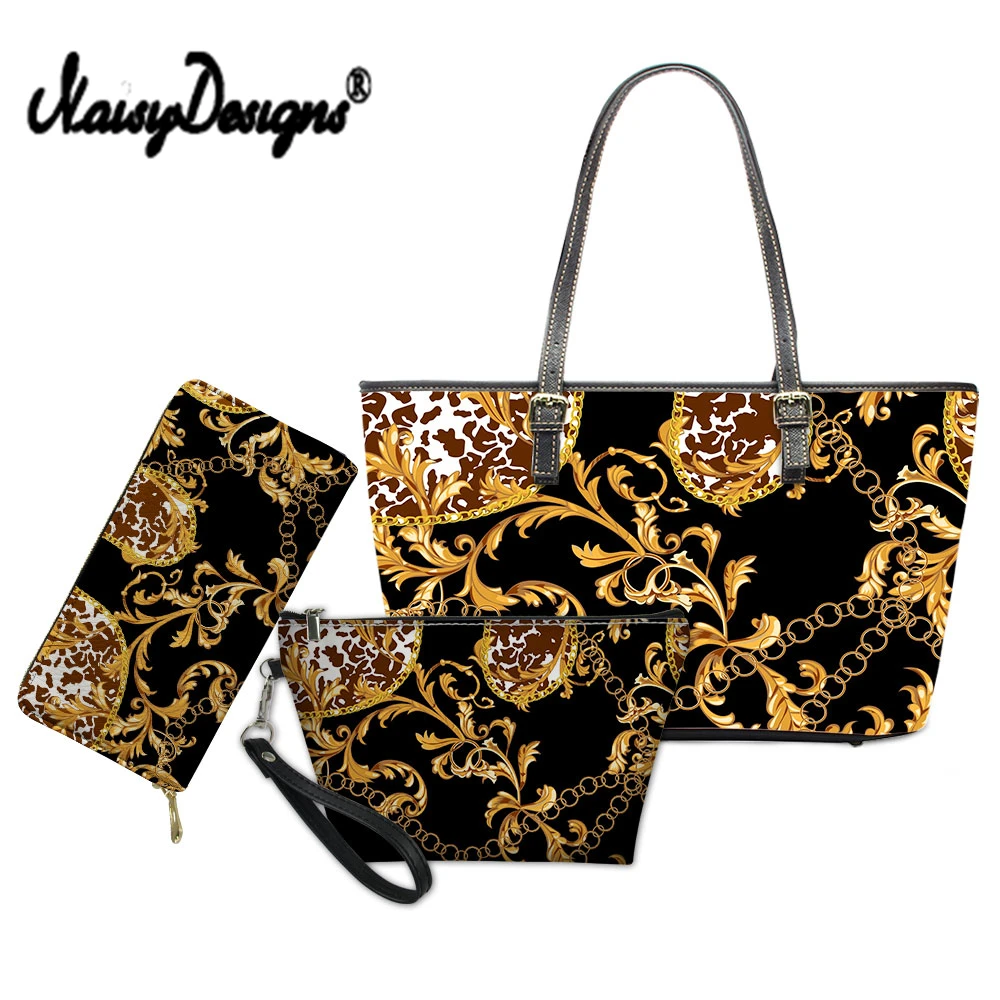 NOISYDESIGNS Fashion European Style Women Handbags 3 Set Value PU Leather Large Shoulder Bag Ladies Big Casual Tote Leopard Bags