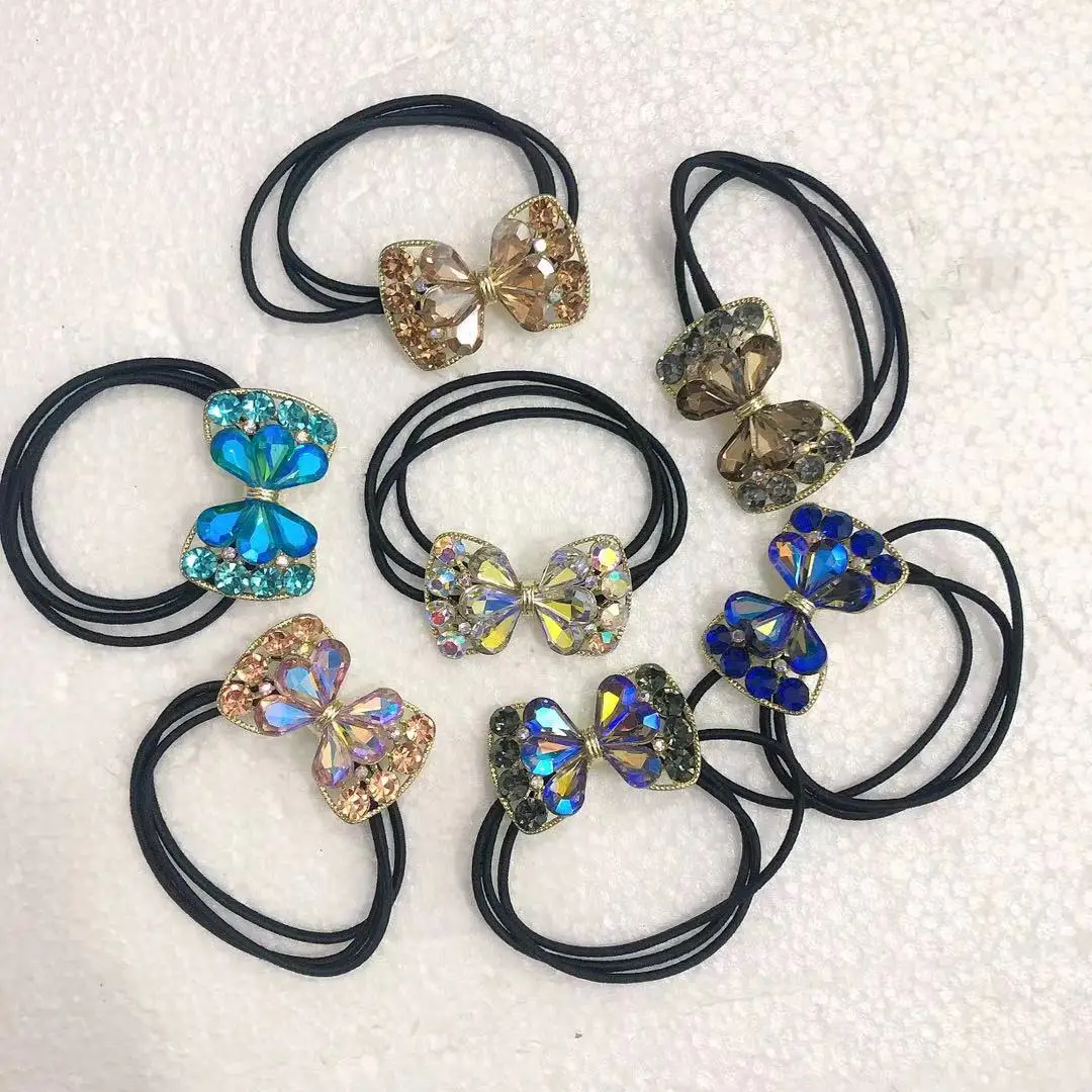 Flash Diamond Crystal Bow Knot Head Rope 2021 New Ball Hair Circle INS Simple Temperament Hair Rope