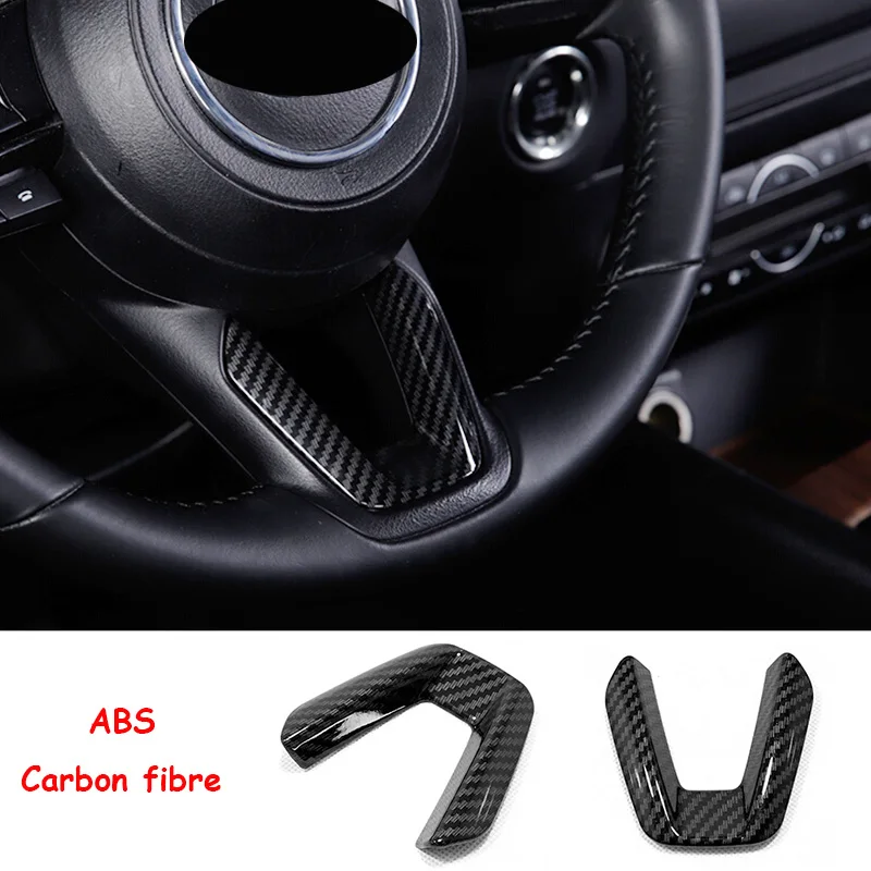 ABS Carbon fibre Car Steering wheel Button frame Cover Trim For MAZDA 3 6 CX-3 CX-5 CX-8 CX-9 2018 2019 car styling 1pcs