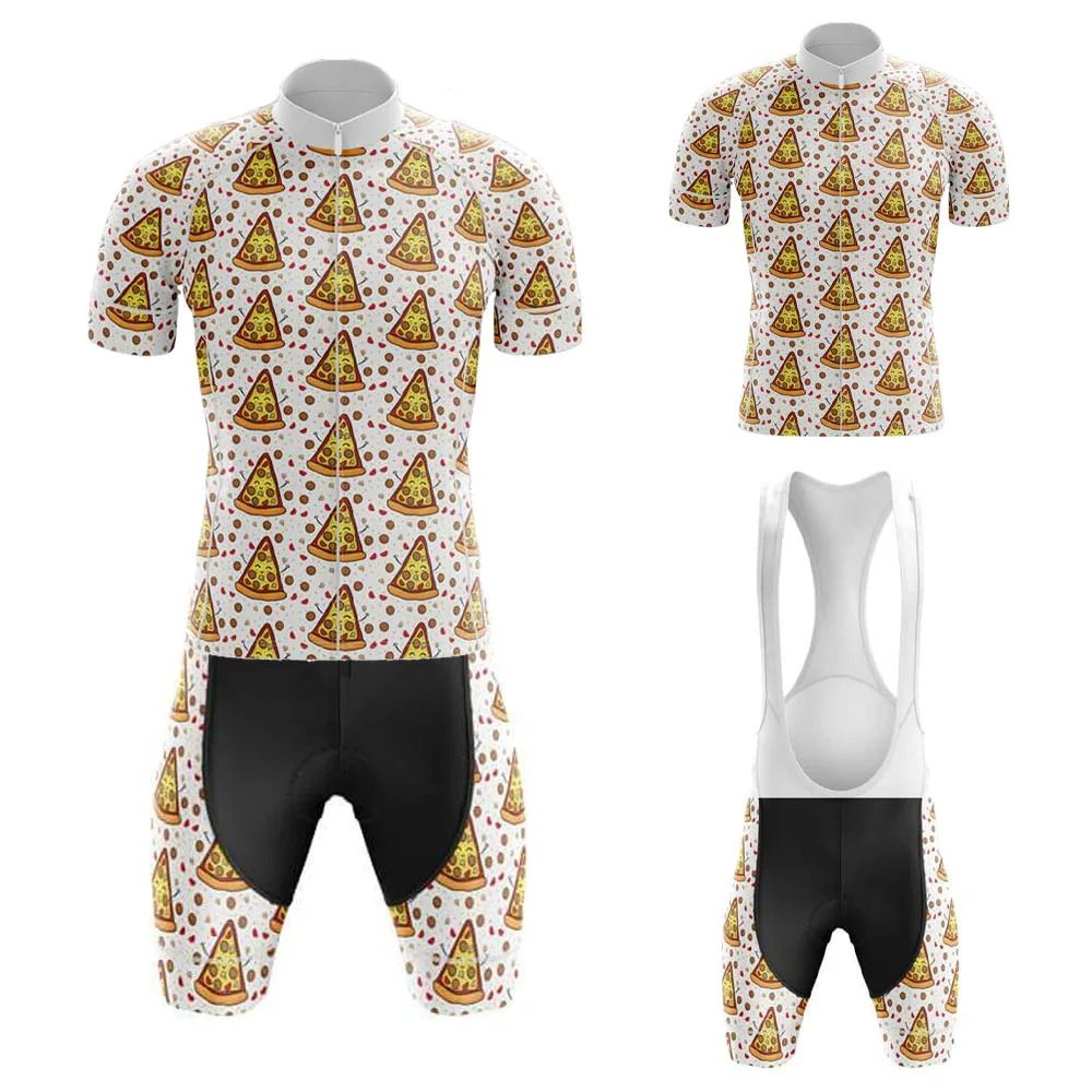 Pizza Men Short sleeve Cycling Jersey Set  Maillot Ciclismo Hombre Cycling Clothing MTB Bike Suit Bib/Shorts Breathable Gel Pad