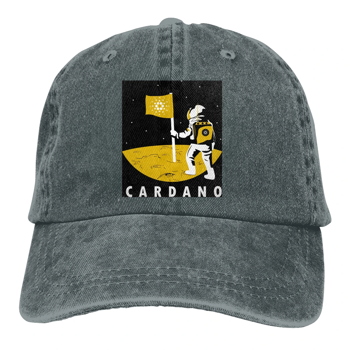 

On The Moon Yellow Moon Baseball Cap Men Cardano Coin ADA Cryptocurrency Caps colors Women Summer Snapback Caps