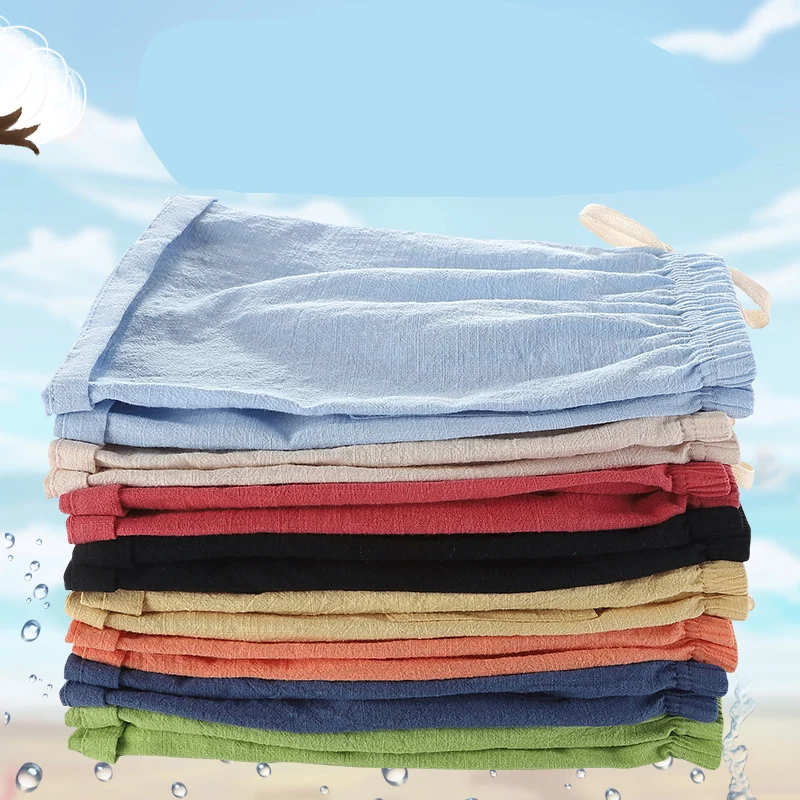 2-12 Years Children Beach Shorts Teenager Baby Boy Short Pants Blue Black Shorts For Kids Girls Summer Loose Casual Linen Shorts