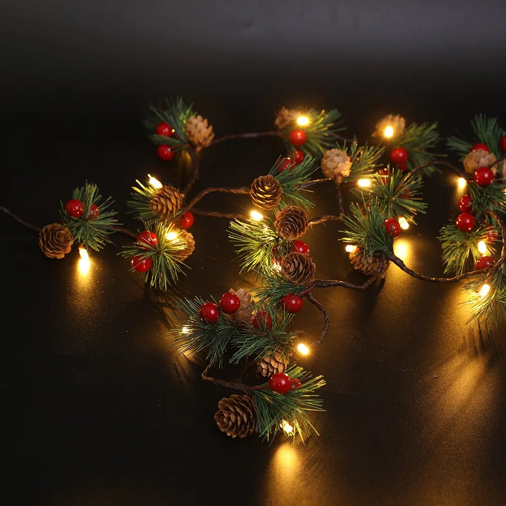 2M 20leds Pine Cone Fariy String Lights Battery Operated DIY Wedding Christmas Decoration Garland Light Holiday Party Lights