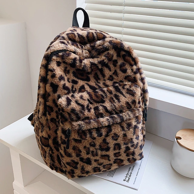 Leopard fur backpack hotsell