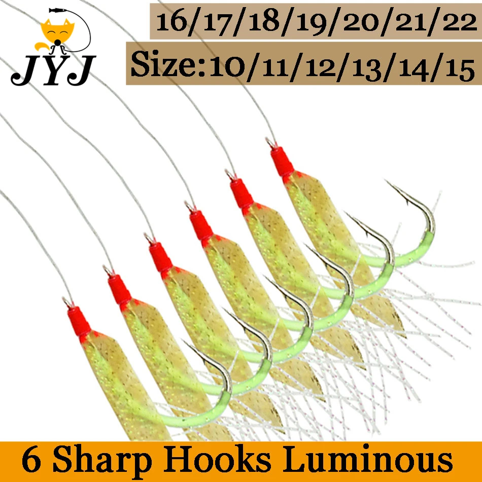 2 bags hook 10/11/12/13/14/15/16/17/18/19/20/21/22 real fish skin lumious string hook with carp mackerel fishing