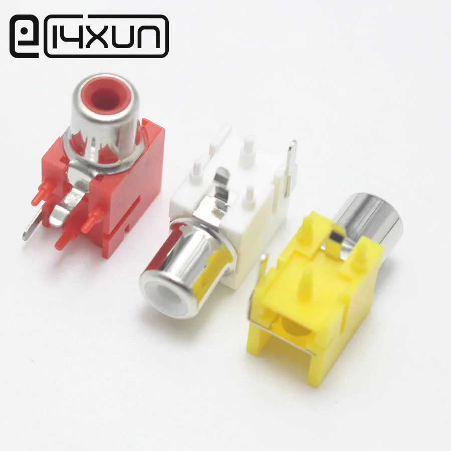 4pcs New 1Pole 2Pin RCA Female Audio Video Plug AV Connector Socket Connector AV-8.4-9 White / Red / Yellow PCB Parts