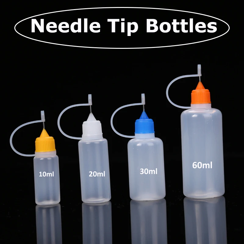 10/20/30/60ML Needle Tip Bottles Empty Applicator Bottles Liquid Glue Dropper DIY Paints Paper Art Multifunction Mixed Colors