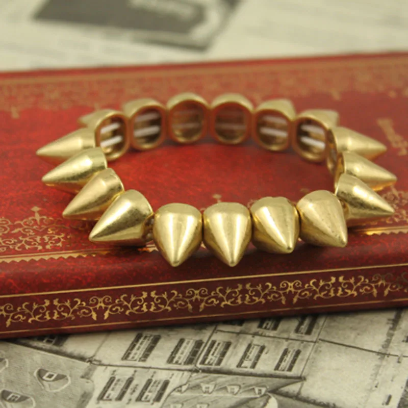 Spikes Elastic Bracelet Stretch Rivets Punk Style Bangle Bracelet Hip Hop Party Fashion Jewelry For Ladies Metal Alloy