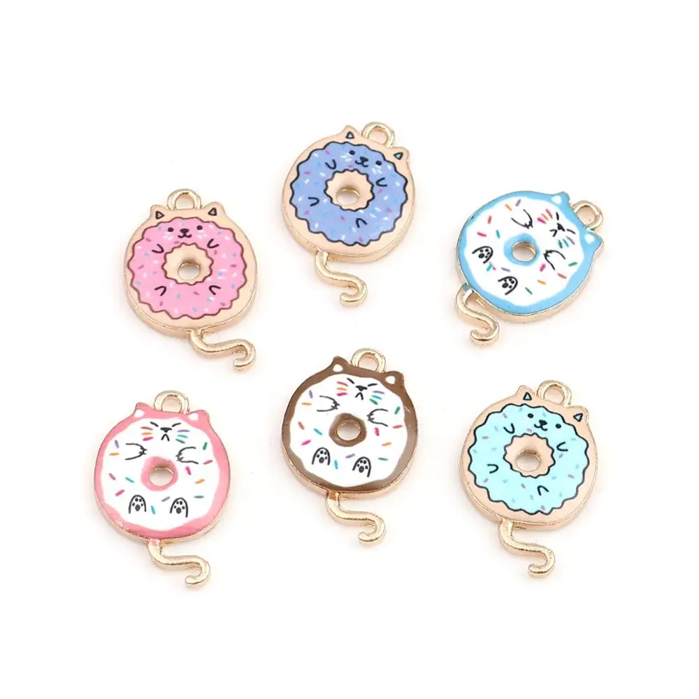 10pcs Fashion Cartoon Charms Cute Cat Animal Gold Color Pendants DIY Making Earrings Necklace Women Party Jewelry 20mm x 13mm