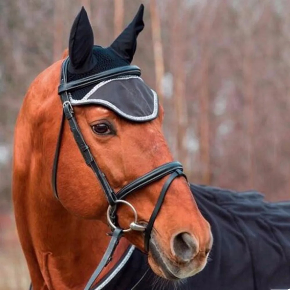 Cura del cavallo equitazione traspirante mesh copertura dell'orecchio del cavallo attrezzatura per cavalli equestri maschera da mosca cofano netto maschere per le orecchie protezione