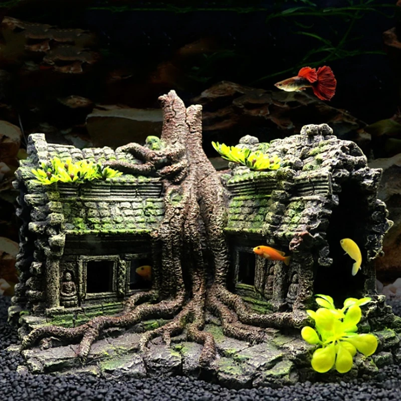 Fish Tank Aquarium Accessories Resin Tree House Wooden House Aquarium Beautification Fish Tank Decoration Crafts Pet Supplies