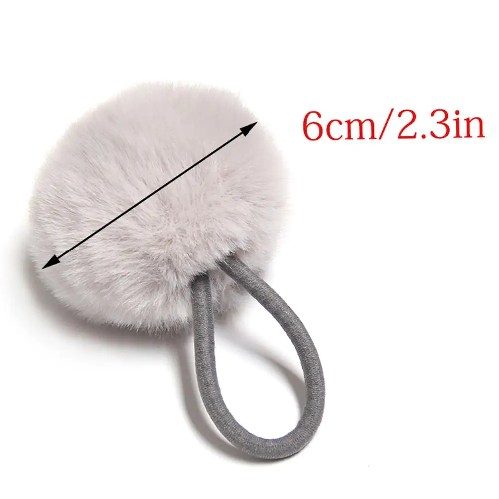 Furling Girl 15 Colors Fluffy Faux Rabbit Fur Pompoms Hair Elastic Hairbands Handmade Ball Hair Accessories Hair Rope for Ladies