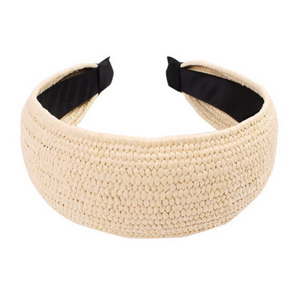 1pcs women fashion Handmade Straw Weave top knot headband girl hairbands bohemian hair band turbantes wide Hair Hoop accessories