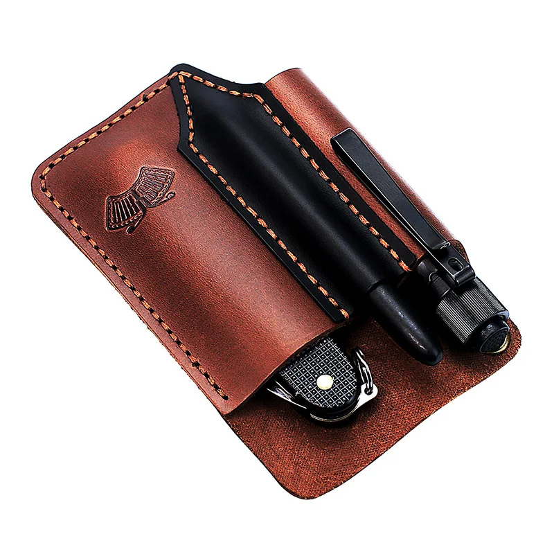 EASYANT organizador de bolsillo, funda de cuero para cuchillo, bolsa de herramientas EDC hecha a mano, accesorios multiherramienta