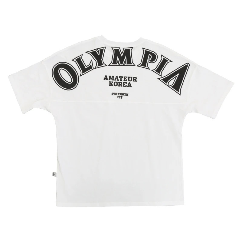 OLYMPIA Cotton Gym Shirt Sport T Shirt Men Short Sleeve Running Shirt Men Workout Training Tees Fitness Loose large size M-XXXL