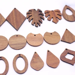 6pcs Vinatge Earring Natural Wood Charms DIY Jewelry Pendants For Earring Keychain Accessory Handmade Leaf Round Drop Charm C61