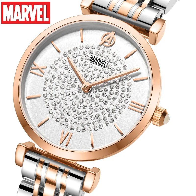 Marvel Avengers For Women Watch Female Luxury Quartz Wristwatch Rhinstone Sapphire Glass Bling Stars Sky Elegant Lady Gift Clock