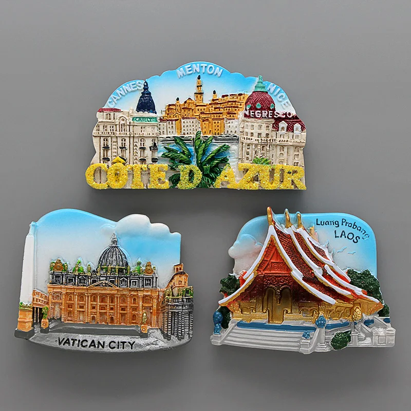 Singapore Merlion Vienna World Tourism Souvenir 3D magnetic refrigerator Laos Italy Rome souvenir furniture home decoration gift