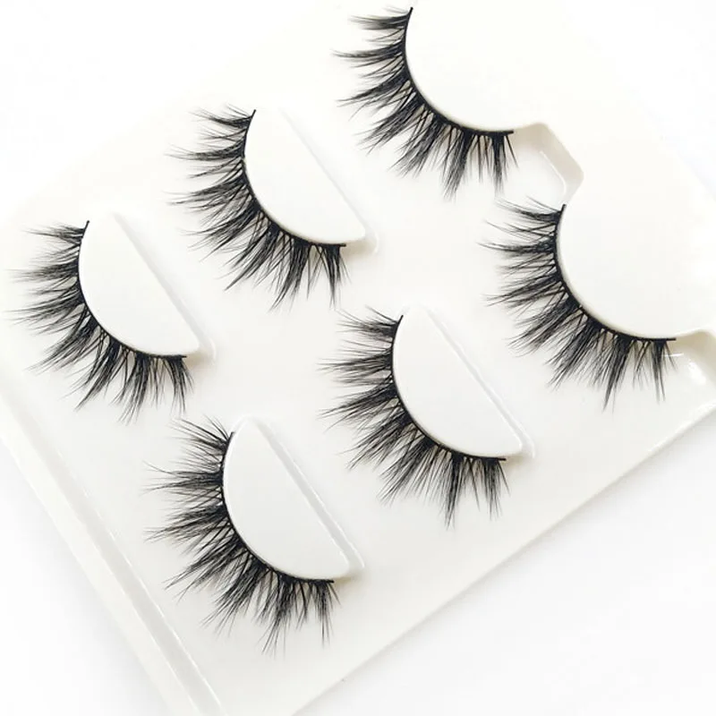 HBZGTLAD 3Pairs Mixed Mink Hair False Eyelashes Thick Cross Long Lashes Wispy Multilayer Fluffy Makeup Tools