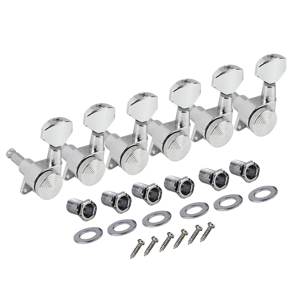 

FLEOR 6PCS 6L Locking Tuning Pegs Electric Guitar Machine Heads Tuners Chrome for Left Handed Guitar