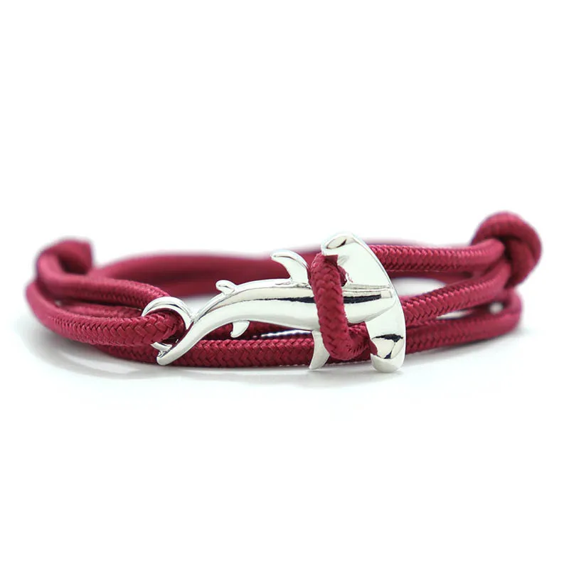 Pulsera de Paracord minimalista para hombre, brazalete de tiburón con Animal en el océano, pulsera náutica ajustable hecha a mano, regalo para él, Pulsera Tela