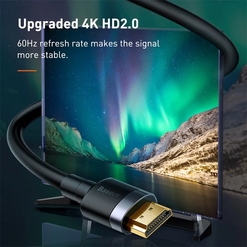 Baseus Kabel zgodny z HDMI 4K do Xiaomi TV Box PS5 USB HUB Ultra High Speed 4K@60Hz HD 2.0 Kabel rozgałęźnika wideo