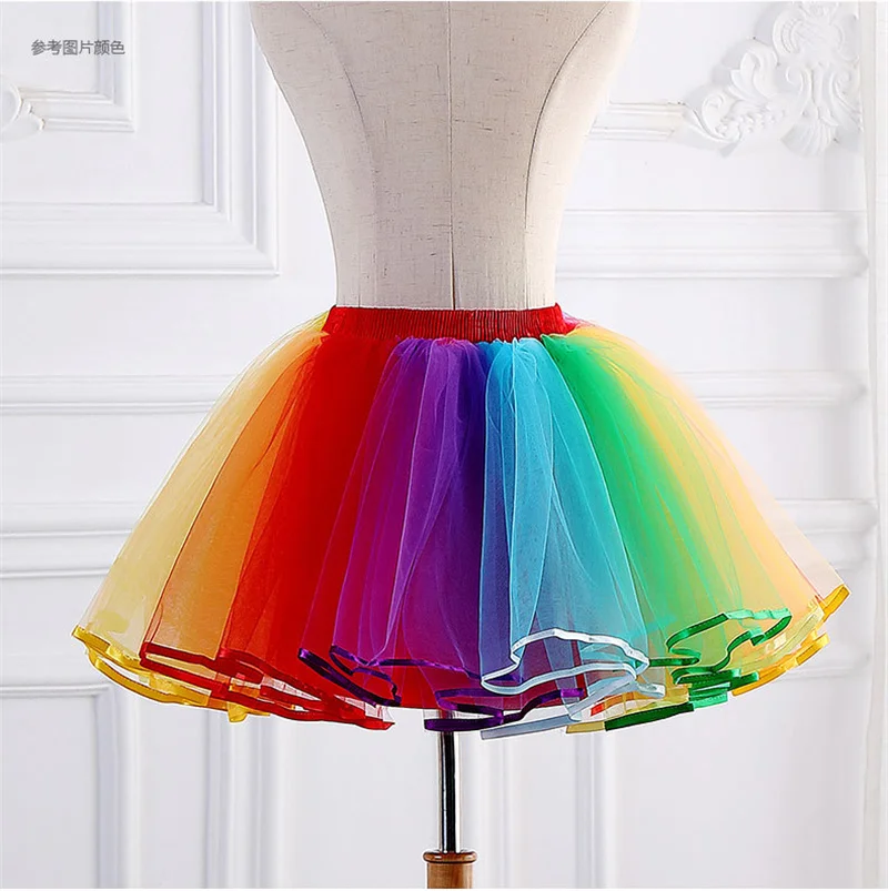 Jupon court multicolore pour mariage, sous-jupe, fête Cosplay, Crinoline, sans cerceaux