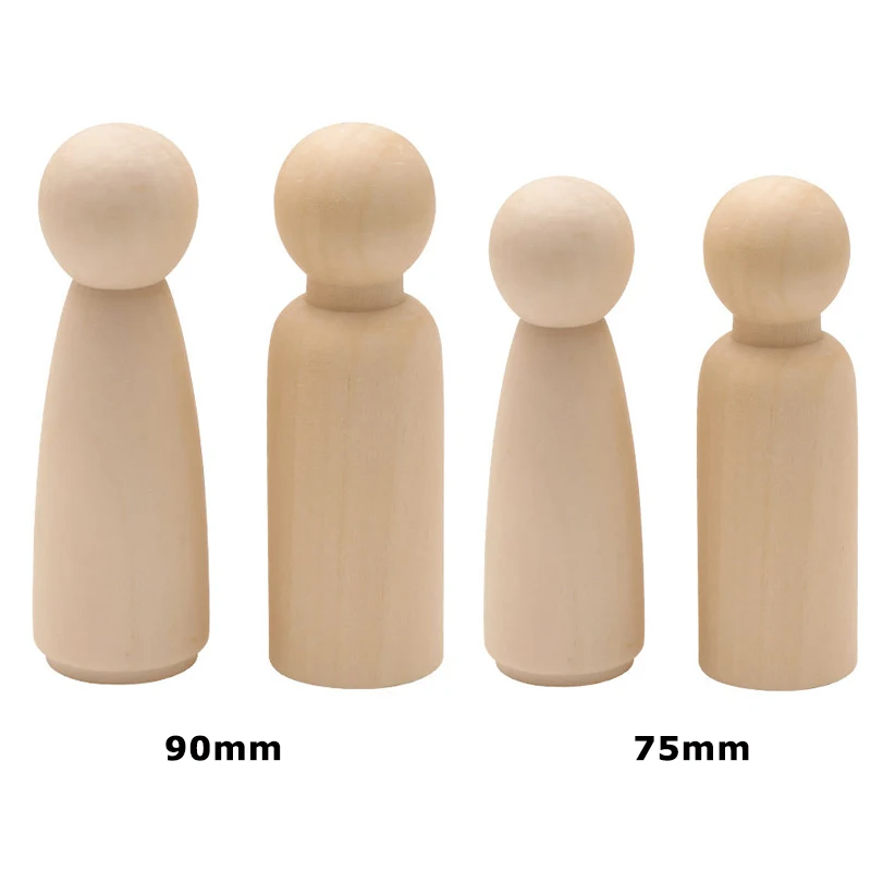 Wooden Peg Dolls Set, 5PCS for DIY Decoration