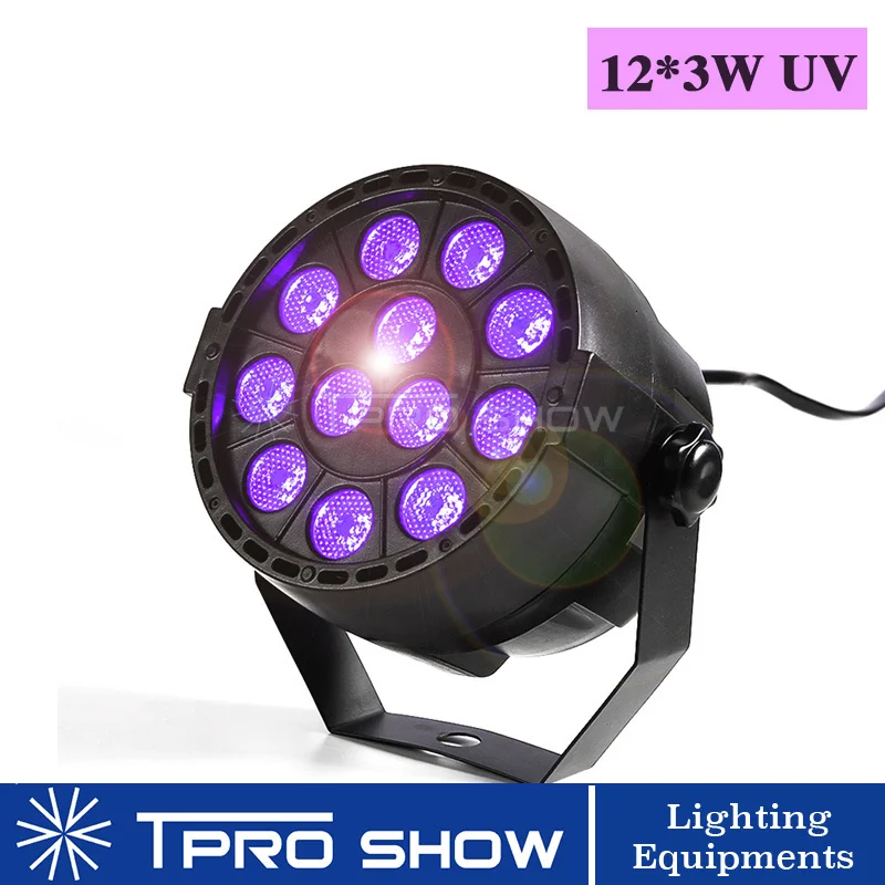 Luz UV LED Par, Blacklight ativado por som, Mini Spotlight ultravioleta, Disco de festa, Show de luzes negras, DMX, 2pcs por lote