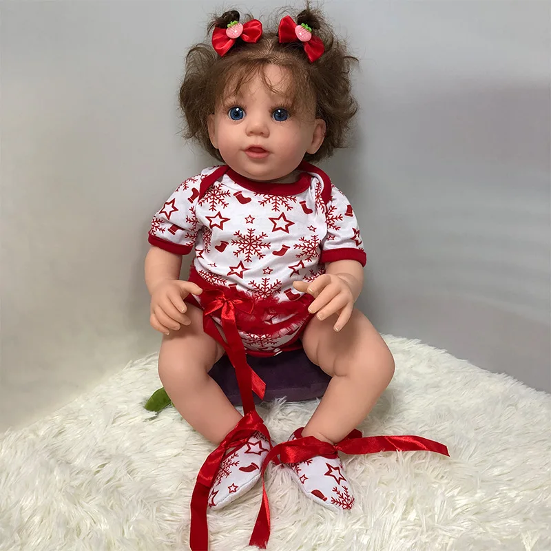 50CM Reborn Doll Big Eyes for Girls Abigail Smiling Lifelike Realistic Art Newborn Finished Baby Born Doll For Kids