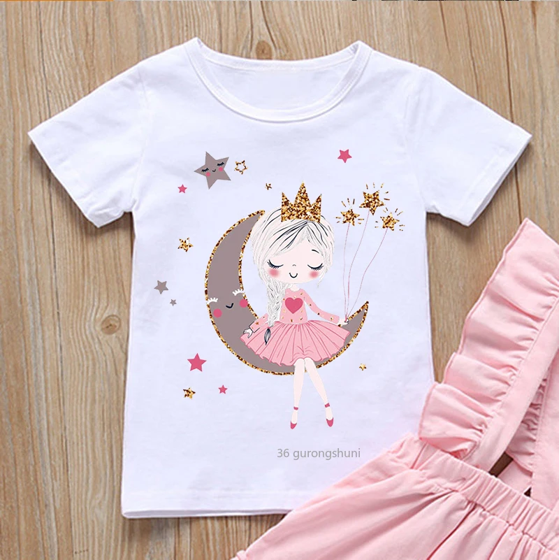 Funny Playing Guitar Girl Graphic Print Kawaii T-shirt for Girls Toddler Baby T Shirt Summer Cute Kids Clothes High Quality Tops