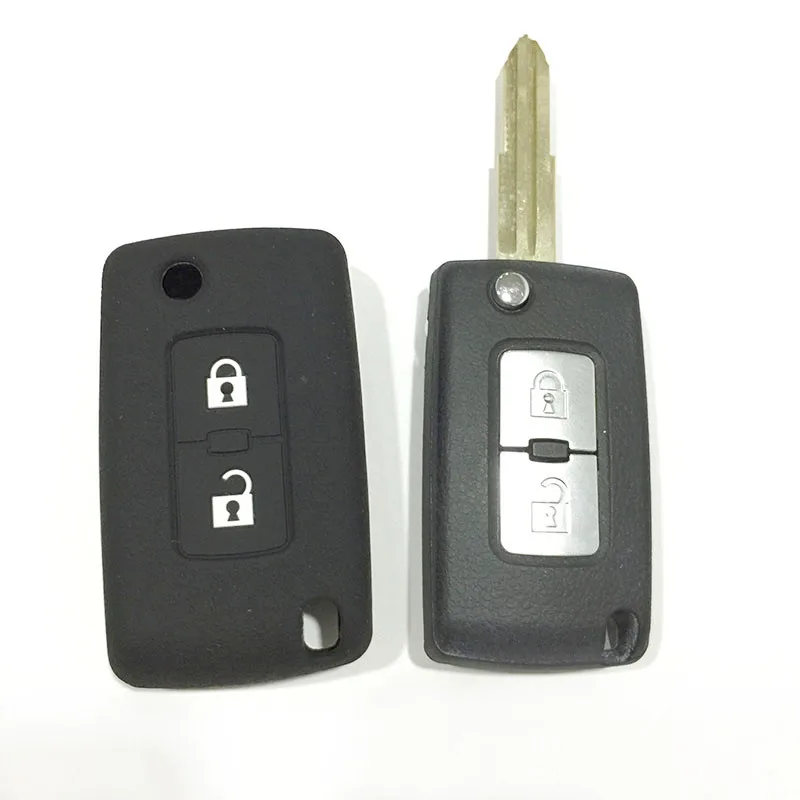 Remote Key Case For Car Styling For Mitsubishi Pajero IV Lancer Outlander 2 Button Folding Key Cover Protector Car Accessories