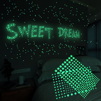 202Pcs 3D Luminous Wall Sticker Stars Dots Fluorescent Wall Sticker Kids Room Bedroom Ornament Decor Glow In Dark Bubble Decal