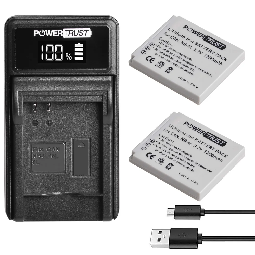 

1200mAh NB-4L NB4L Battery + LED USB Charger for Canon PowerShot SD780 IS SD940 IS SD960 IS SD970 IS SD1000 SD1100 IS