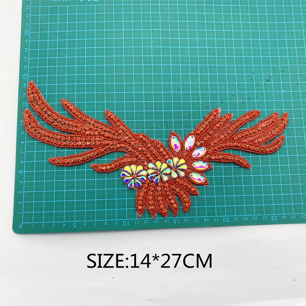 2pcs New design Handmade Crystal Rhinestone Applique patches Iron on Bridal Sash Belt  for Decoration