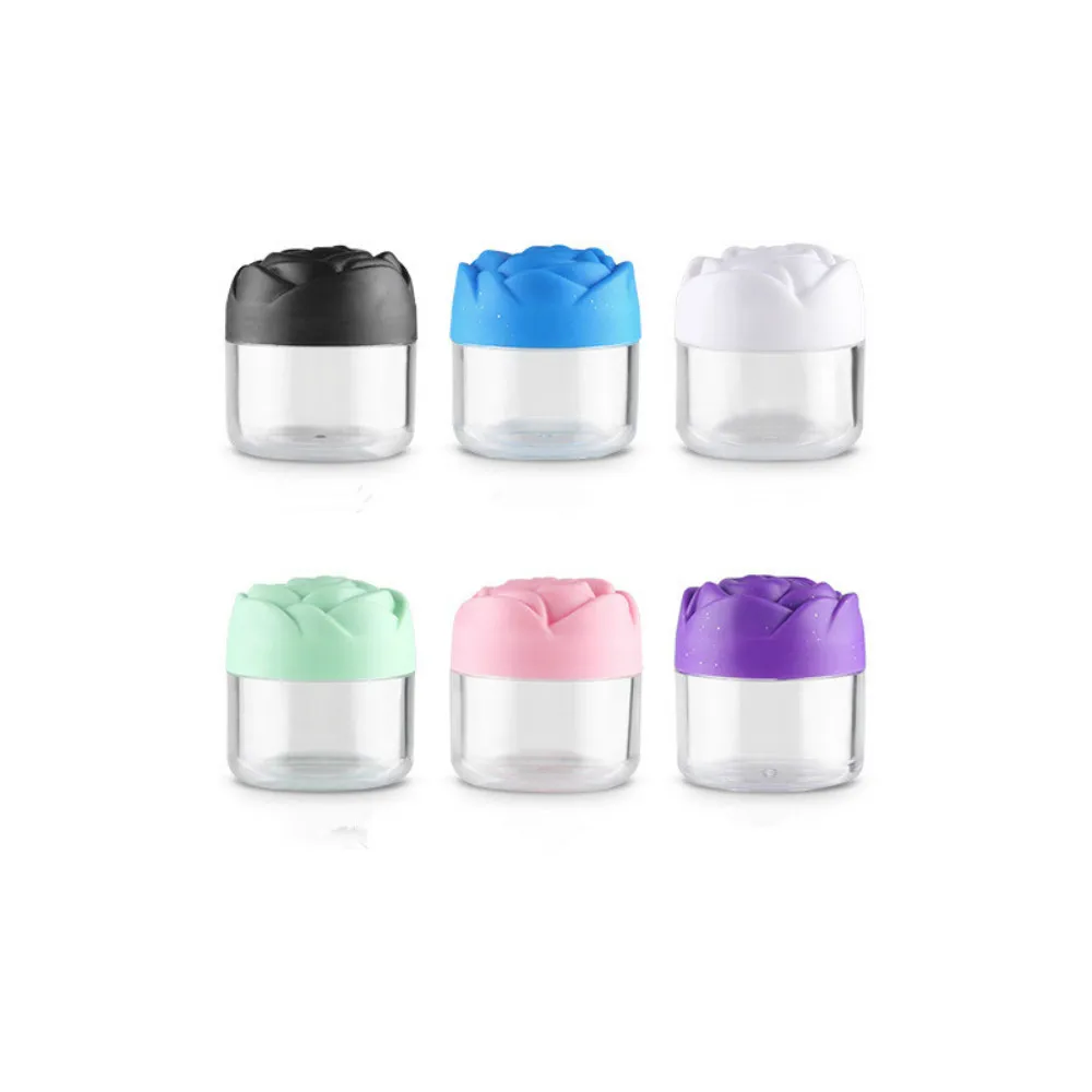 12 Pieces 20g Plastic Cosmetic Cream Containers with Rose Shaped Screw Caps Empty Makeup Sample Jars Lip Balm Pot Jar