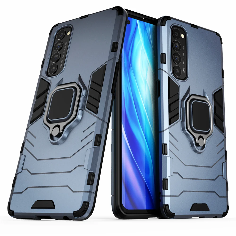 For Oppo Reno 4 Pro Case Ring Stand Bumper Silicone + PC Phone Back Cover For Oppo Reno 4Pro For Reno 4 Pro 4G 5G Reno4 Reno4pro