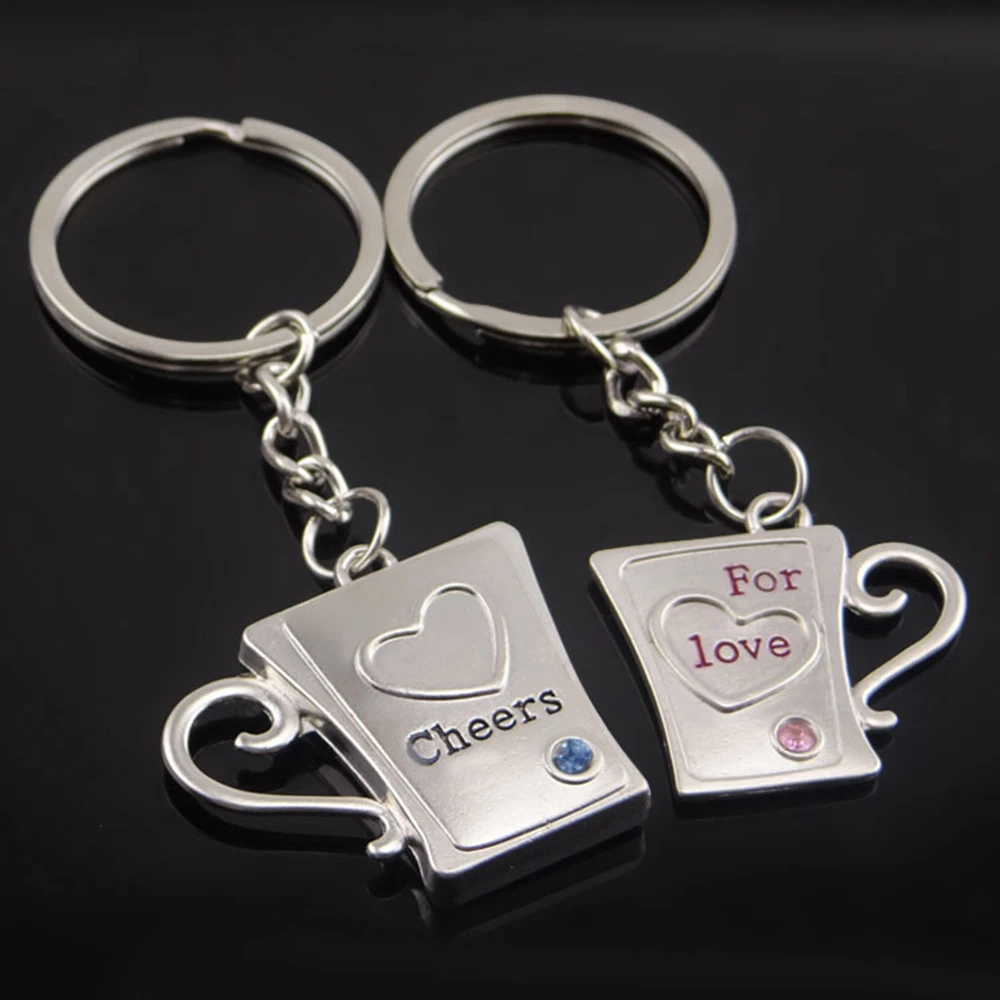 Metal Paint Key Ring Greased Cups Couple Keychains Creative Chinese Valentine's Day Gifts