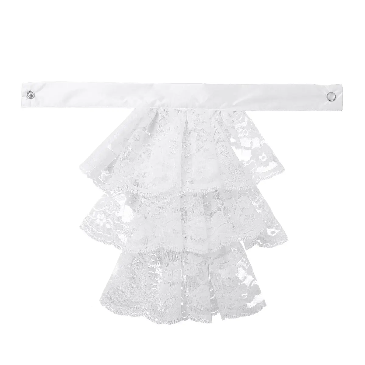 Fake Collar Lace Neck Ruffs Vintage Ruffled Jabot for White Black Victorian Pirate Steampunk Costume Accessory Cloth Decoration