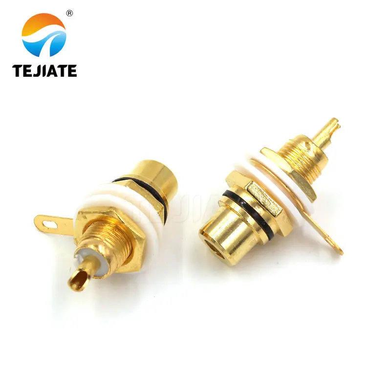 2PCS Lotus Female Base AV Plug RCA Lotus Female Socket Audio Amplifier Gold Plated Red/Black