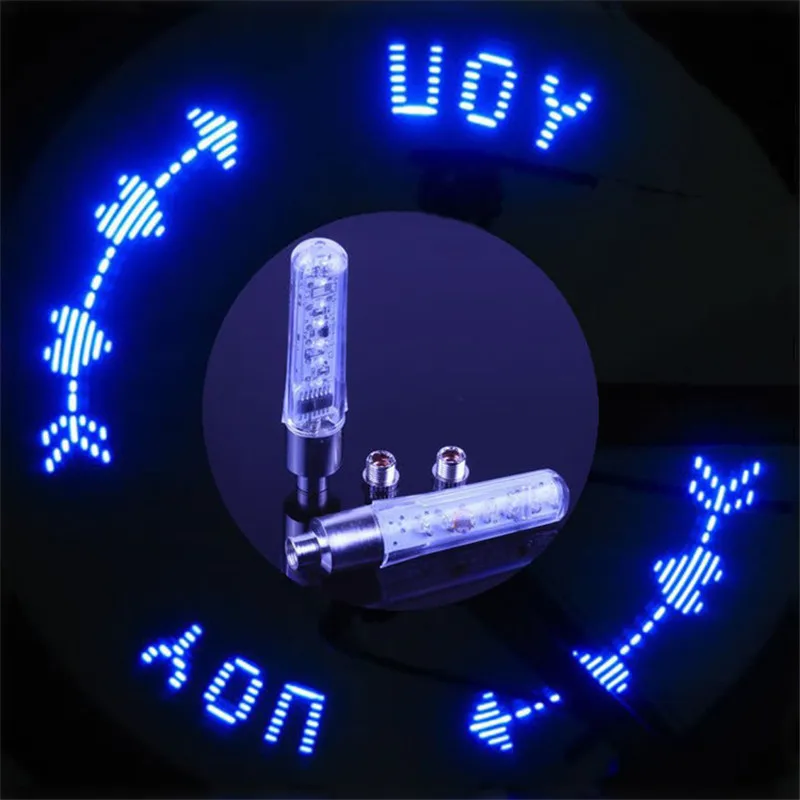 Bicycle Light Double-side Wheel Spoke Valve Lamp Tyre Tire Wheel Valve Lights 7 LED Flash Light with Super Bright Random Pattern