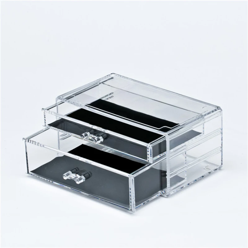 Acrylic Transparent Cosmetic Storage Box MakeUp Organizer Double Drawer Overlay Jewelry Large Capacity Storage Container Dresser