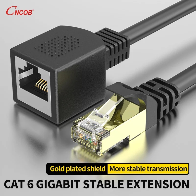CNCOB RJ45 إيثرنت تمديد مهائي كابلات CAT6 جيجابت شبكة أسلاك توصيل محمية متوافق مع CAT 6 5E 5