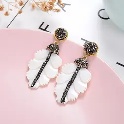 New Vintage Natural Shell Earrings For Women 2020 Fashion Leaf Shape Long Drop Earrings Women Jewelry Christmas Friends Gifts