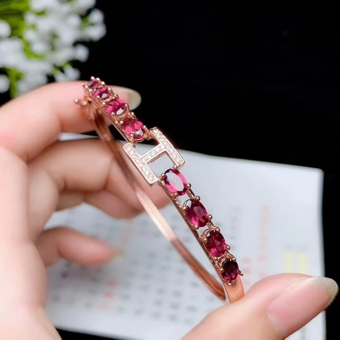 

KJJEAXCMY fine jewelry 925 sterling silver inlaid Natural garnet female bracelet luxury support detection