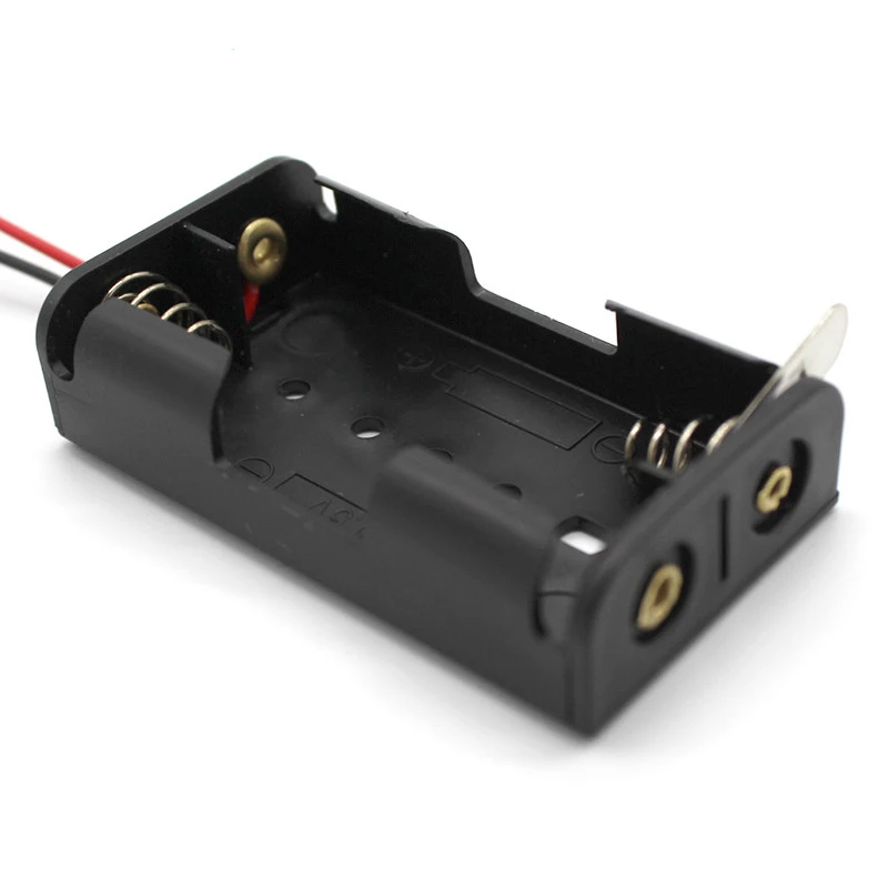 

Пластиковый Проводной 2X1,5 в AA батарейки держатель коробка для хранения батарея черный чехол с металлической пластиной робот эксперимент